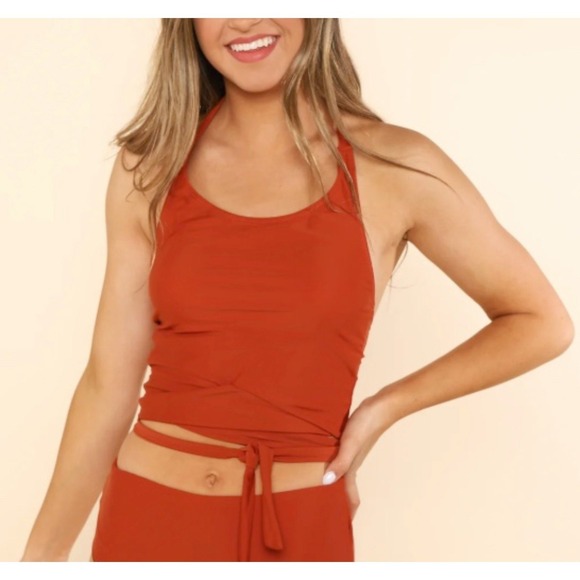 CORAL REEF SWIM Halter Bikini Swim Top with Wrap Tie Womens Size 12/14 Neon Pink - Picture 7 of 13